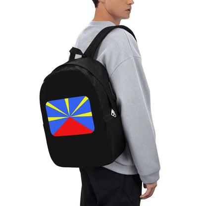 974 Reunion Island Flag Backpack Travel Notebook Bag Computer College Student School Bag Laptop Shoulder Bags for Men Women