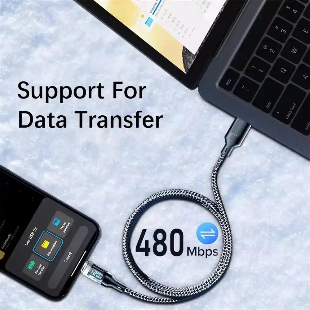 100W USB C 120W USB A Charging Cables with LED Display Screen, USB C=C-C，USB A=A-C, Not for Xiaomi iPhone Samsung - ÅlandWell