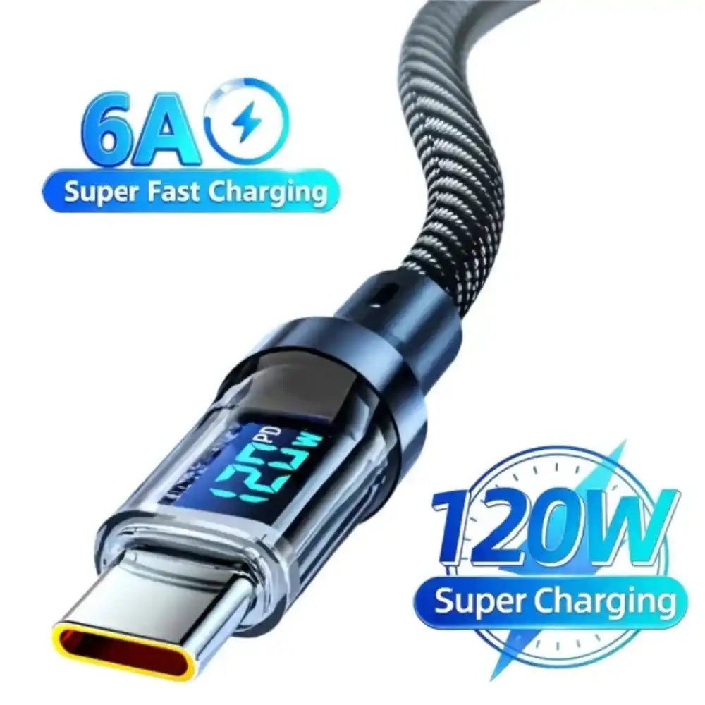 100W USB C 120W USB A Charging Cables with LED Display Screen, USB C=C-C，USB A=A-C, Not for Xiaomi iPhone Samsung - ÅlandWell