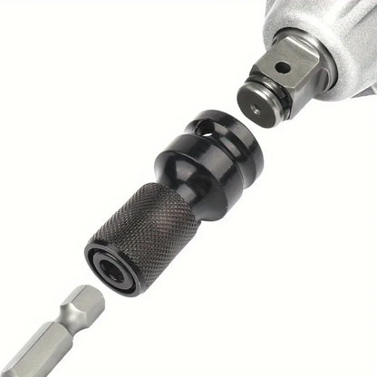 1pc Impact Wrench to Drill Adapter 1/2 to 1/4 Hex Converter Socket Extension Bit Holder for Electric Wrench and Power Tools