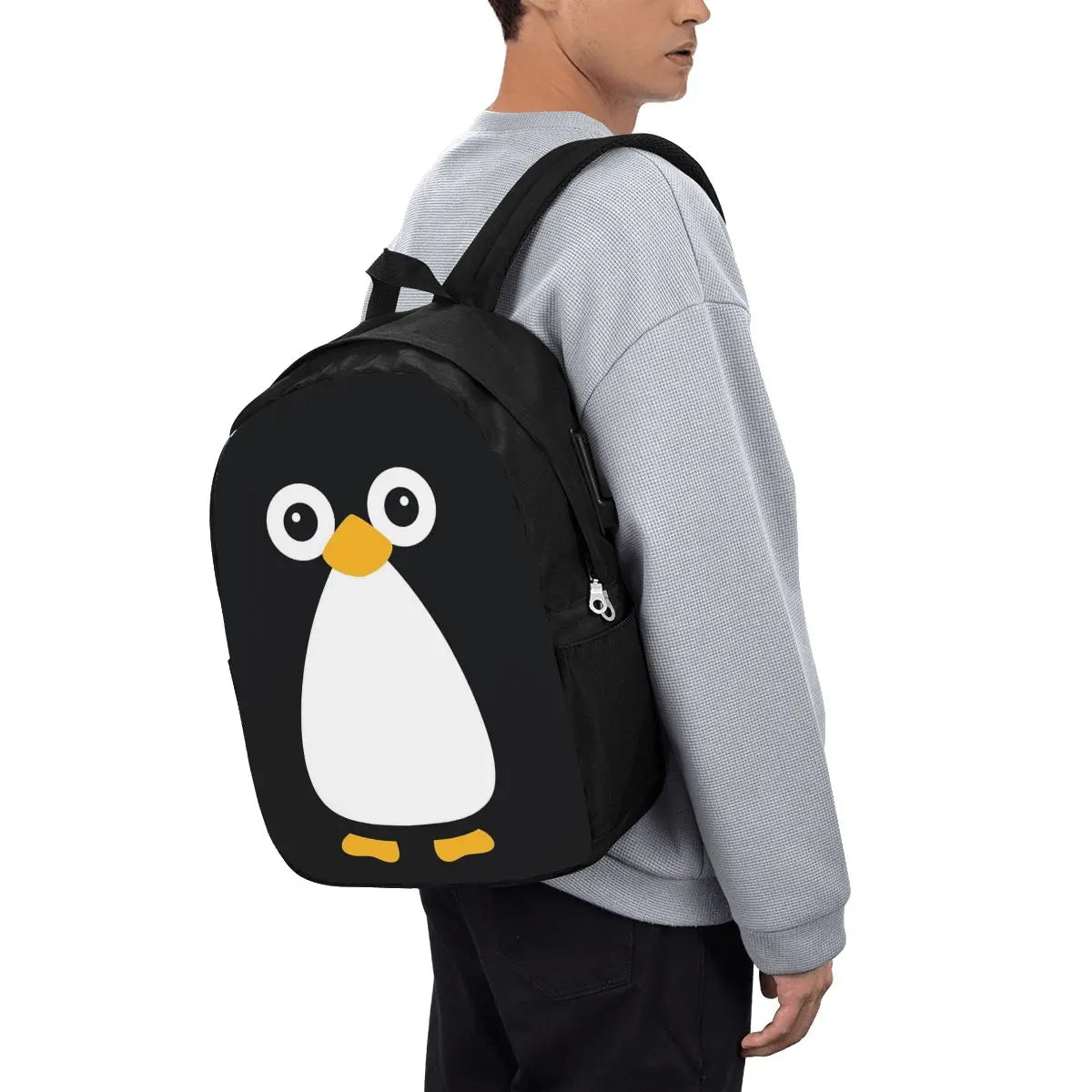 Cute Vector Penguin Backpack Travel Notebook Bag Computer College Student School Bag Laptop Shoulder Bags for Men Women