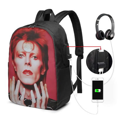 Davids Bowied Backpack Travel Notebook Bag Computer College Student School Bag Laptop Shoulder Bags for Men Women