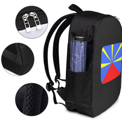 974 Reunion Island Flag Backpack Travel Notebook Bag Computer College Student School Bag Laptop Shoulder Bags for Men Women