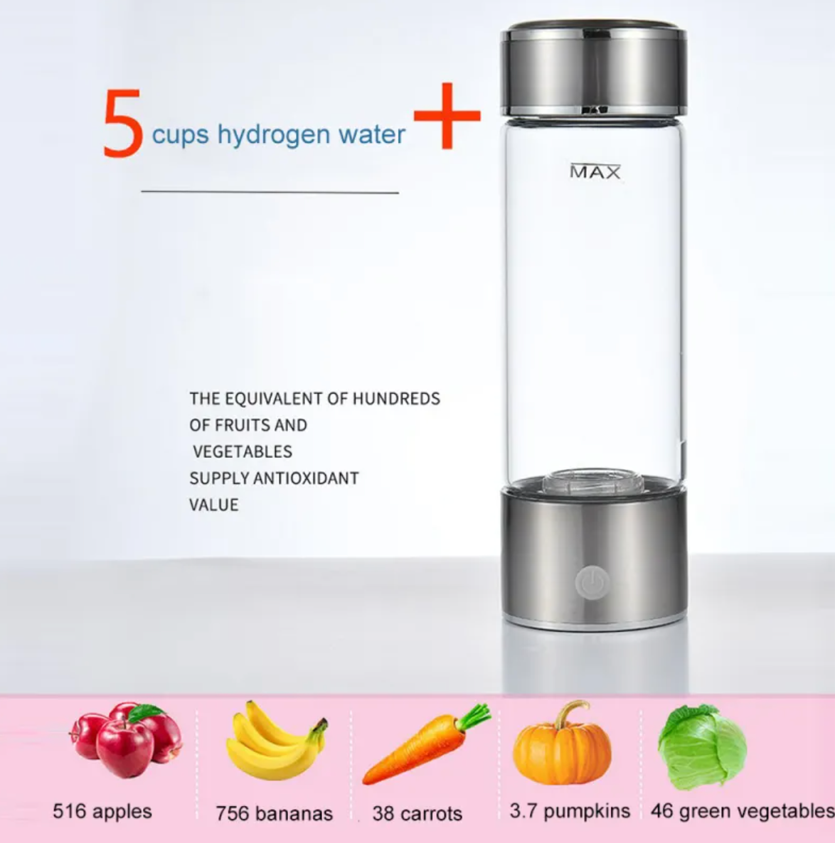 Vätgasvattenkopp i Borosilikatglas – Smart Hälsokopp med Antioxidanter