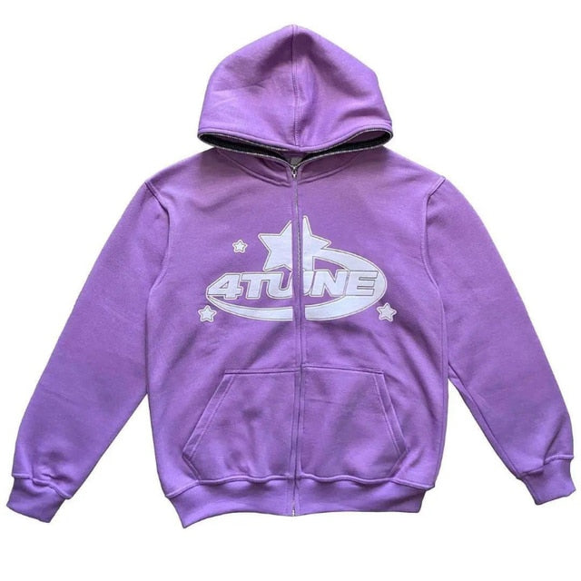 Star Printed Zip Up Hoodies - ÅlandWell