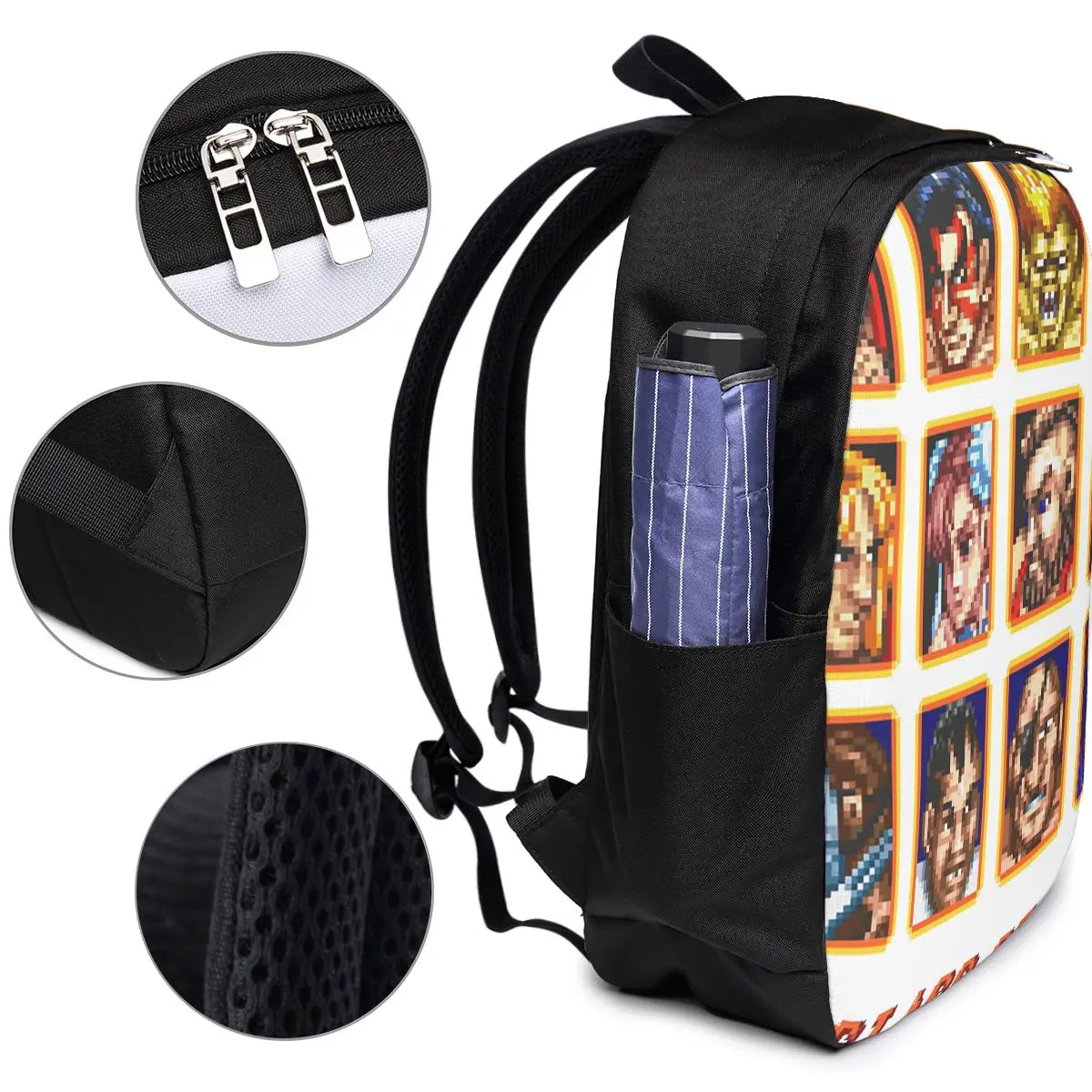 Defeated Portraits Super Street Fighter Backpack Travel Notebook Bag Computer College Student School Bag Laptop
