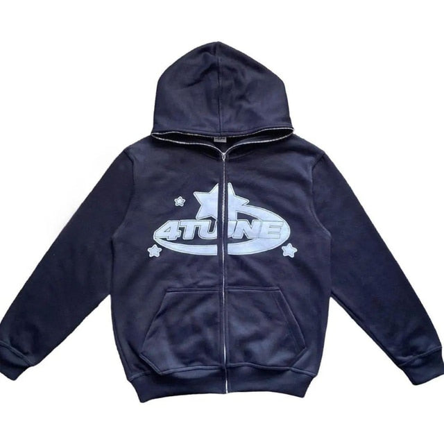 Star Printed Zip Up Hoodies - ÅlandWell