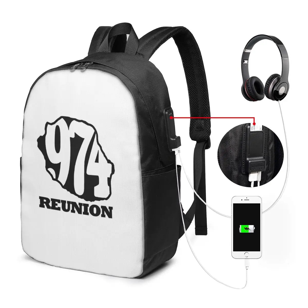 974 Reunion Island Flag Backpack Travel Notebook Bag Computer College Student School Bag Laptop Shoulder Bags for Men Women
