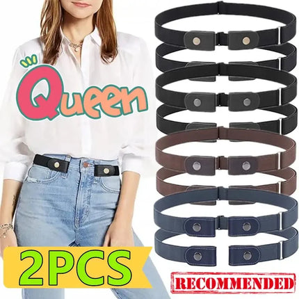 Buckle-Free Invisible Elastic Belt Adjustable Stretch Waist Band for Women Men Jean Pants Dress No Buckle Easy to Wear