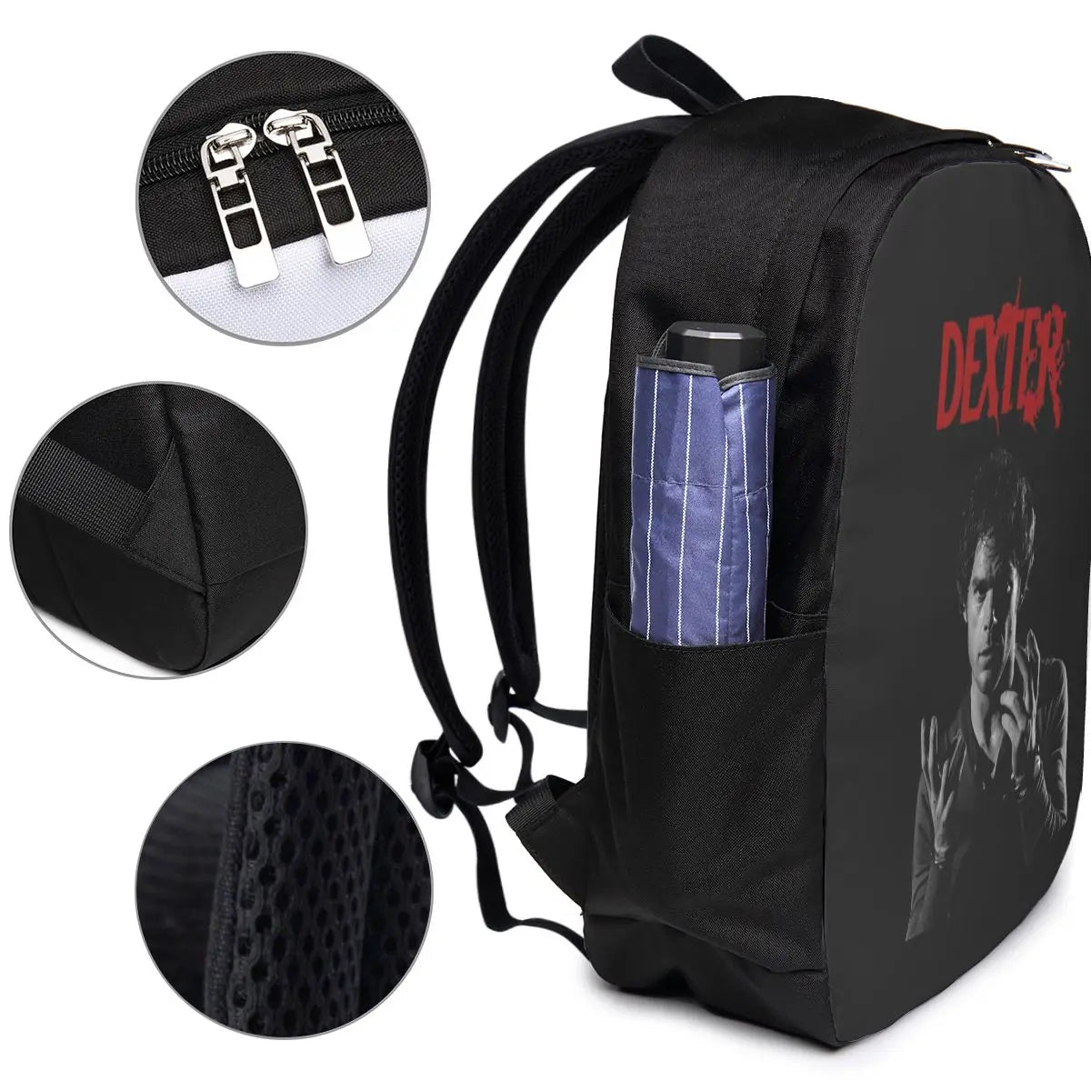 Movie Dexter Morgan Backpack Travel Notebook Bag Computer College Student School Bag Laptop Shoulder Bags for Men Women