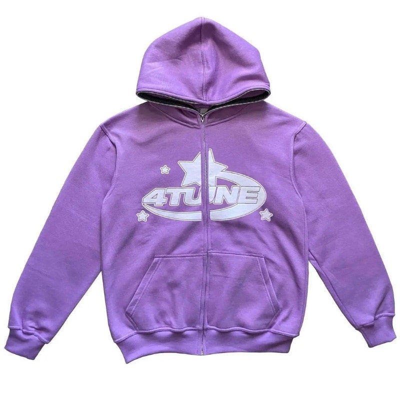 Star Printed Zip Up Hoodies - ÅlandWell