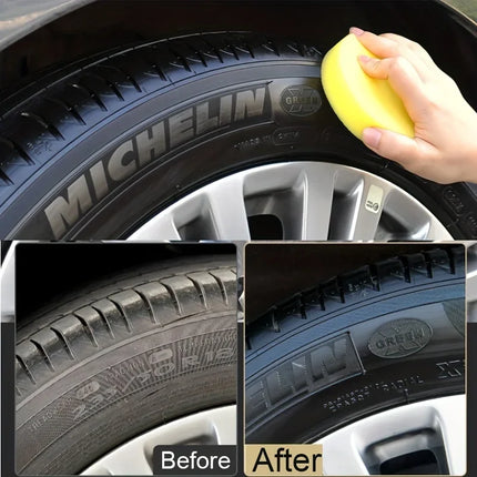 Black Shiny Tire Wax 30g - Durable, Long-Lasting Protection and Repair for All Kinds of Tires - Prevents Cracks and Whitens