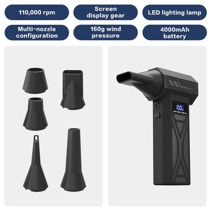 【2025 New】Wireless Jet Fan Brushless Motor Turbo Air Blower For Car Cleaning With LED Light Digital Display Portable Outdoor Use