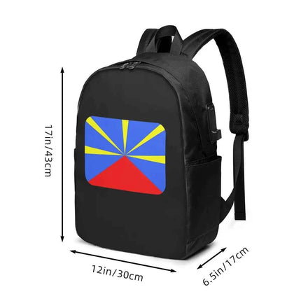 974 Reunion Island Flag Backpack Laptop Bag for College Student - Men Women