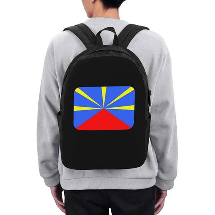 974 Reunion Island Flag Backpack Laptop Bag for College Student - Men Women