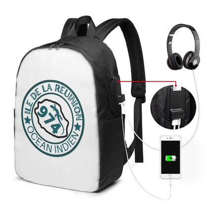 974 Reunion Island Flag Backpack Travel Notebook Bag Computer College Student School Bag Laptop Shoulder Bags for - ÅlandWell