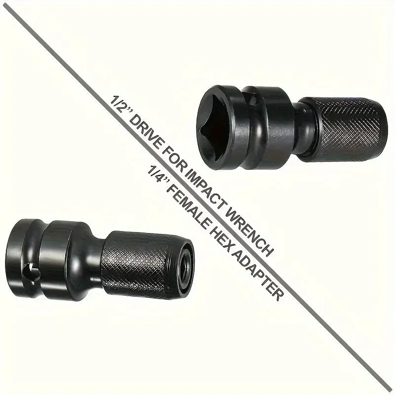 1pc Impact Wrench to Drill Adapter 1/2 to 1/4 Hex Converter Socket Extension Bit Holder for Electric Wrench and Power Tools
