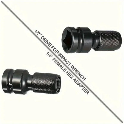 1pc Impact Wrench to Drill Adapter 1/2 to 1/4 Hex Converter Socket Extension Bit Holder for Electric Wrench and Power Tools