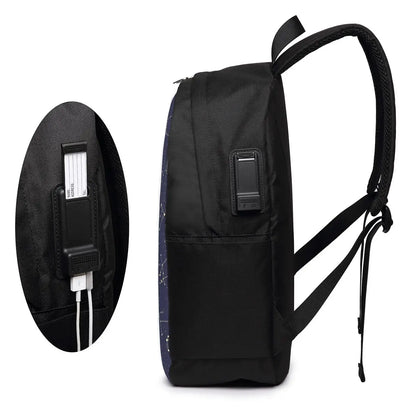 Night Sky Golden Celestial Stars Zodiac Constellations Backpack Travel Notebook Bag Computer College Student School Bag Laptop