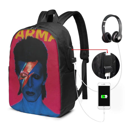 Davids Bowied Backpack Travel Notebook Bag Computer College Student School Bag Laptop Shoulder Bags for Men Women