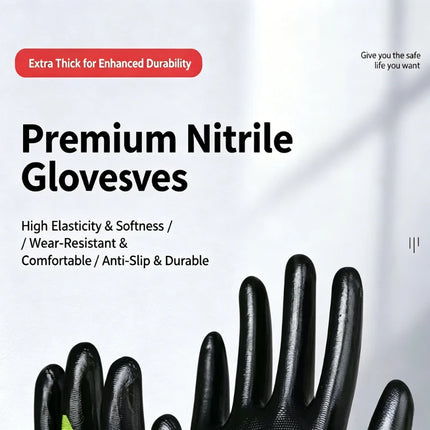 N618 Nylon Nitrile Dipped Work Gloves Oil Resistant Wear Resistant for Construction Auto Repair Factory