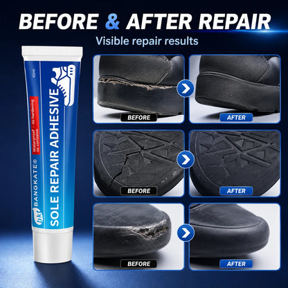 Sole Repair Adhesive 60mL, Waterproof Flexible Shoe Glue for Rubber, Leather, PU and TPR Soles, with Applicator and Sanding Disc