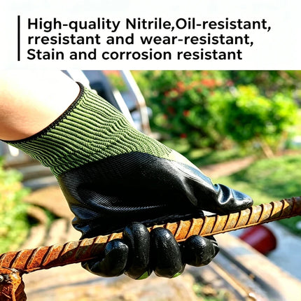 N618 Nylon Nitrile Dipped Work Gloves Oil Resistant Wear Resistant for Construction Auto Repair Factory