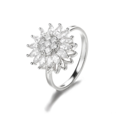 Solros Snurrring mot Ångest – Fidget Ring i Koppar Guld & Silver - ÅlandWell