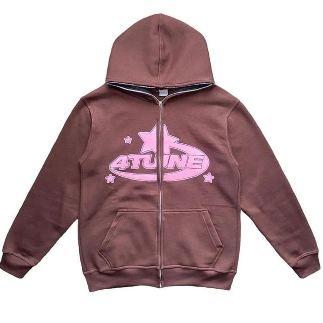 Star Printed Zip Up Hoodies - ÅlandWell