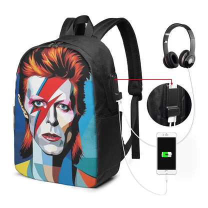 Davids Bowied Backpack Travel Notebook Bag Computer College Student School Bag Laptop Shoulder Bags for Men Women