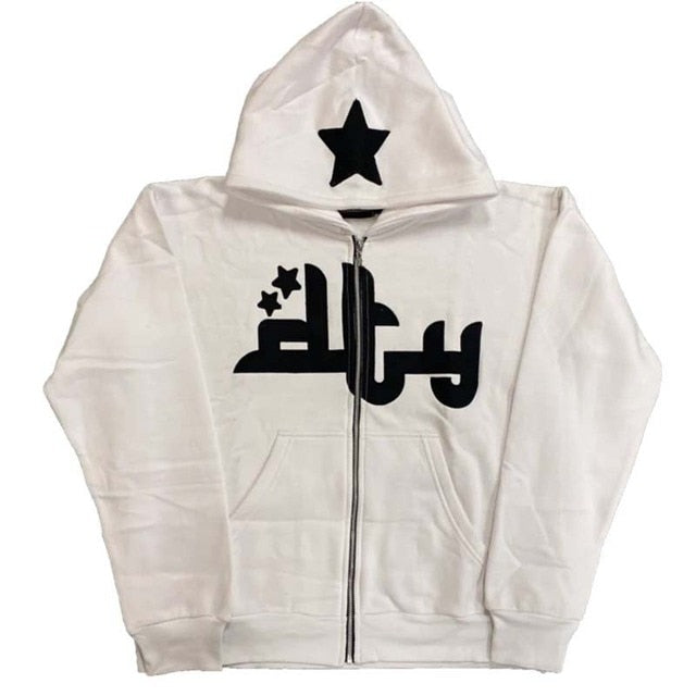 Star Printed Zip Up Hoodies - ÅlandWell
