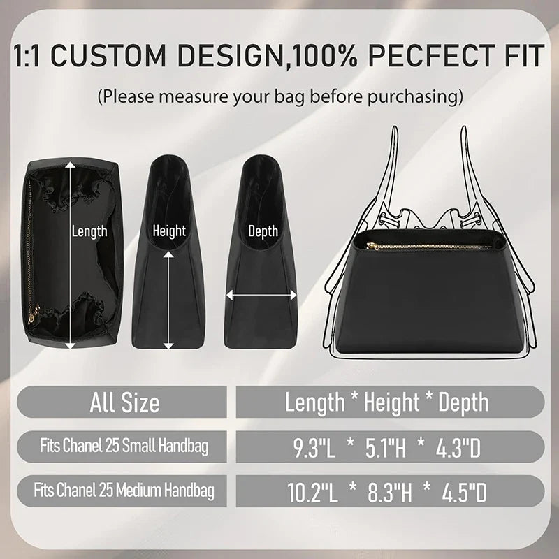 Nylon Bag Organizer Insert For 25bag  Durable Fashion Wateproof Gift Bag Support Storage Inner Modification Bag Accessories