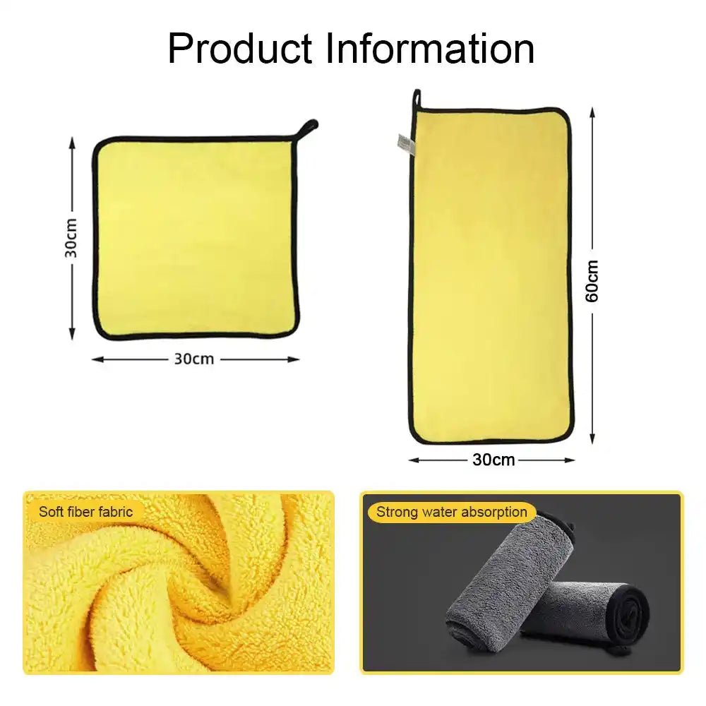 Car Wash Microfiber Towel 30x30/60CM Car Cleaning Drying Cloth Hemming Car Care Cloth Detailing Car Wash Towel - ÅlandWell