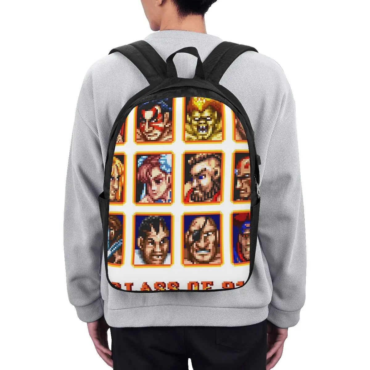 Defeated Portraits Super Street Fighter Backpack Travel Notebook Bag Computer College Student School Bag Laptop
