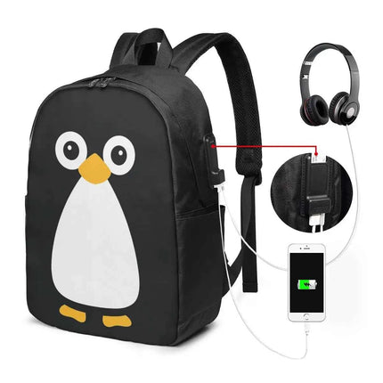 Cute Penguin Backpack Travel Notebook Bag for College Student Men Women