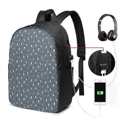 Cute Penguin Backpack Travel Notebook Bag for College Student Men Women