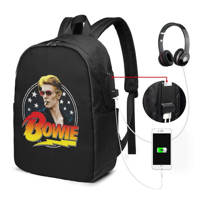 Davids Bowied Backpack Travel Notebook Bag Computer College Student School Bag Laptop Shoulder Bags for Men Women
