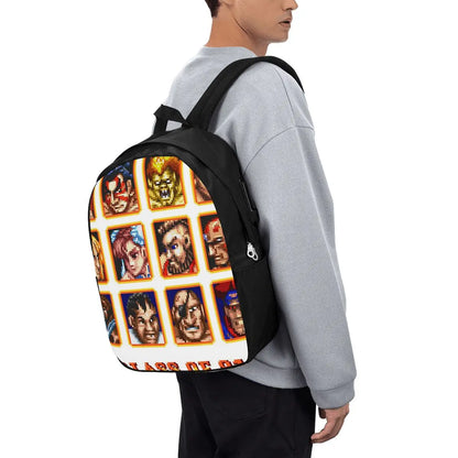 Defeated Portraits Super Street Fighter Backpack Travel Notebook Bag Computer College Student School Bag Laptop