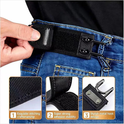 Portable Belt Buckle Unisex Elastic Waist Belt, Metal Hook Buckle-Free Adjustable Stretch Belt Daily Outdoor Jeans For Men Women