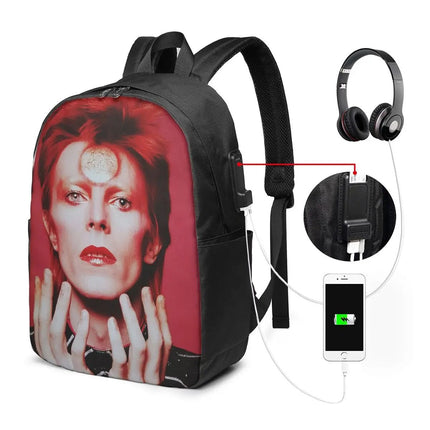 Davids Bowied Backpack Travel Notebook Bag Computer College Student School Bag Laptop Shoulder Bags for Men Women - ÅlandWell