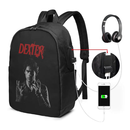 Movie Dexter Morgan Backpack Travel Notebook Bag Computer College Student School Bag Laptop Shoulder Bags for Men Women
