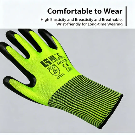 N618 Nylon Nitrile Dipped Work Gloves Oil Resistant Wear Resistant for Construction Auto Repair Factory