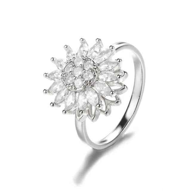 Solros Snurrring mot Ångest – Fidget Ring i Koppar Guld & Silver
