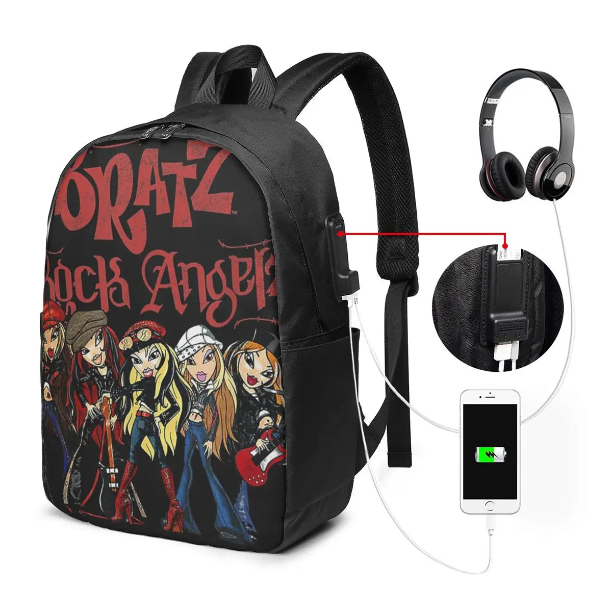 Bratz Rock Angelz Group Shot Backpack Travel Notebook Bag Computer College Student School Bag Laptop Shoulder Bags for Men Women