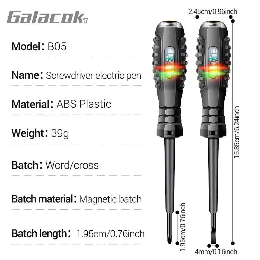 Multifunctional Electrician Test Screwdriver AC Non-contact Induction Test Pen Voltage Tester 70-600V Red Green Induction Lights - ÅlandWell