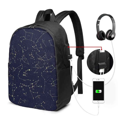 Celestial Zodiac Stars Laptop Backpack for College Students