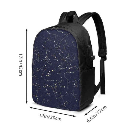 Celestial Zodiac Stars Laptop Backpack for College Students