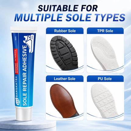 60mL Sole Repair Adhesive with Applicator - Waterproof Shoe Glue for Rubber, Leather, PU & TPR Soles - ÅlandWell