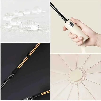 Waterproof umbrella featuring a comfortable grip and durable construction.